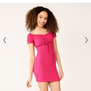 Allover Smocked Cutout Minidress -raspberry